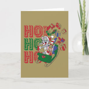 Tom and Jerry Delivering Gifts In A Sleigh Holiday Card