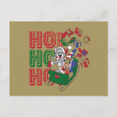 Tom and Jerry Delivering Gifts In A Sleigh Holiday Postcard