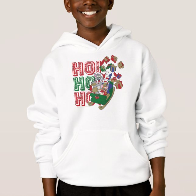 Tom and Jerry Delivering Gifts In A Sleigh Hoodie (Front)