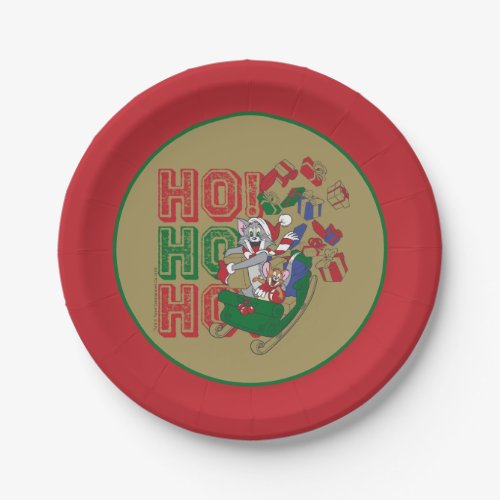 Tom and Jerry Delivering Gifts In A Sleigh Paper Plates