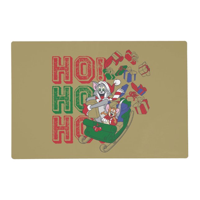 Tom and Jerry Delivering Gifts In A Sleigh Placemat (Front)