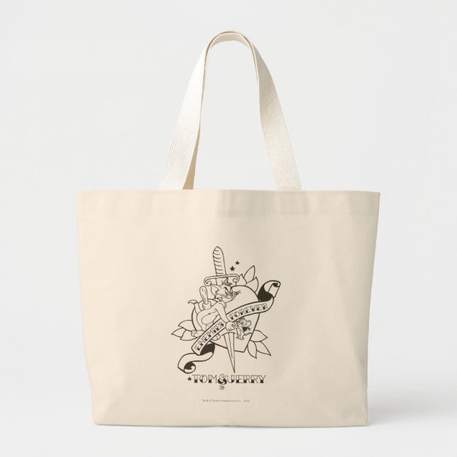 Tom and Jerry Enemies Forever 1 Large Tote Bag (Front)