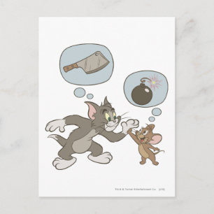 Tom and Jerry Evil Thoughts Postcard