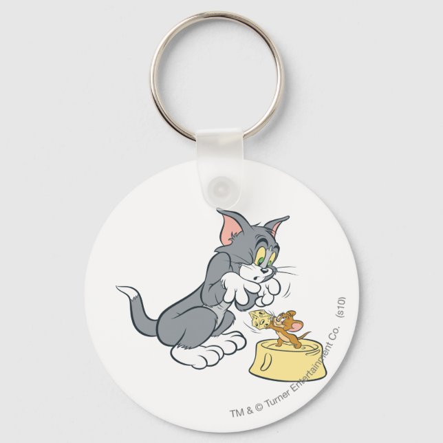 Tom and Jerry Feed The Cat Keychain (Front)