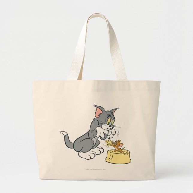 Tom and Jerry Feed The Cat Large Tote Bag (Front)