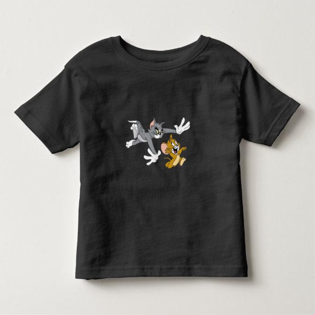 Tom and Jerry Fun Black T-Shirt for Kids  (Front)