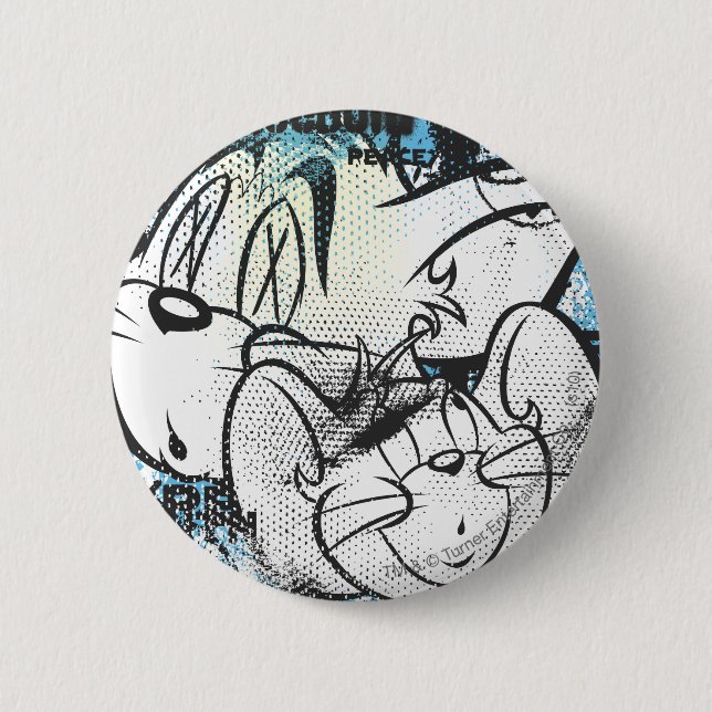 Tom and Jerry Grimey Pinback Button (Front)