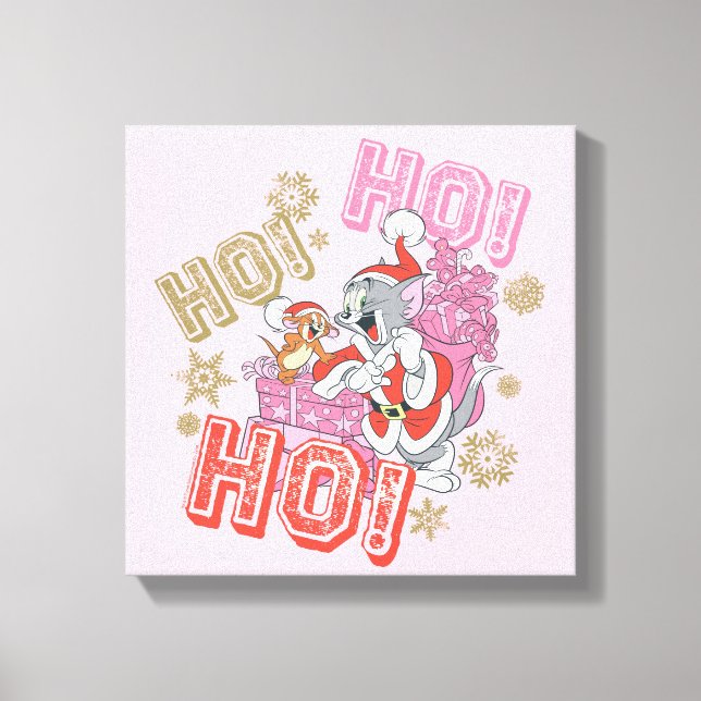 Tom and Jerry "Ho! Ho! Ho!" Santa Gift Delivery Canvas Print (Front)