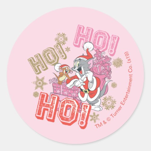 Tom and Jerry Ho Ho Ho Santa Gift Delivery Classic Round Sticker
