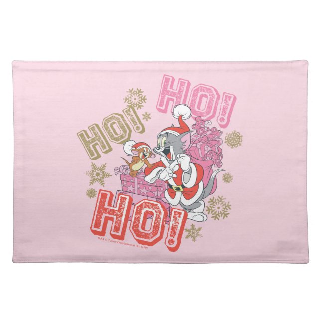 Tom and Jerry "Ho! Ho! Ho!" Santa Gift Delivery Cloth Placemat (Front)