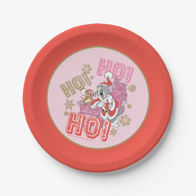 Tom and Jerry "Ho! Ho! Ho!" Santa Gift Delivery Paper Plates (Front)
