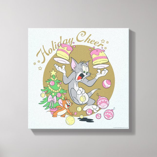 Tom and Jerry Holiday Cheer Canvas Print (Front)