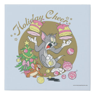 Tom and Jerry Holiday Cheer Faux Canvas Print