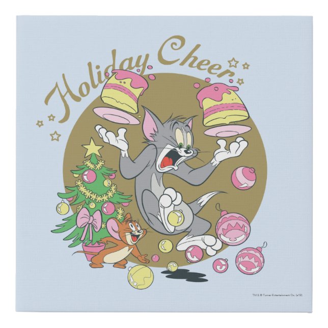 Tom and Jerry Holiday Cheer Faux Canvas Print (Front)