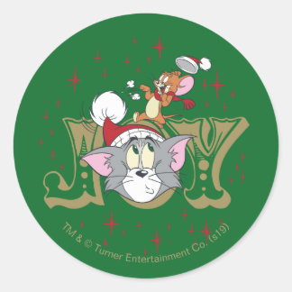 Tom and Jerry Holiday Joy Classic Round Sticker