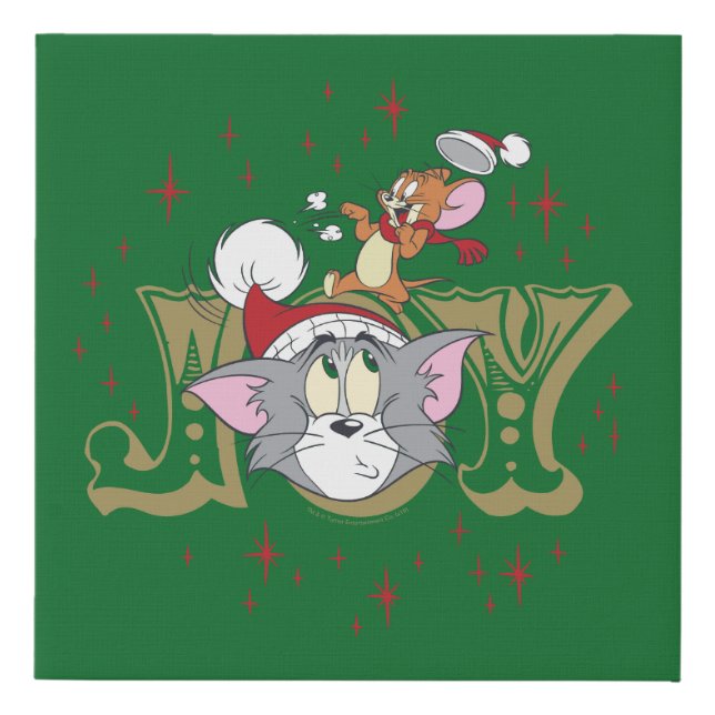 Tom and Jerry Holiday Joy Faux Canvas Print (Front)