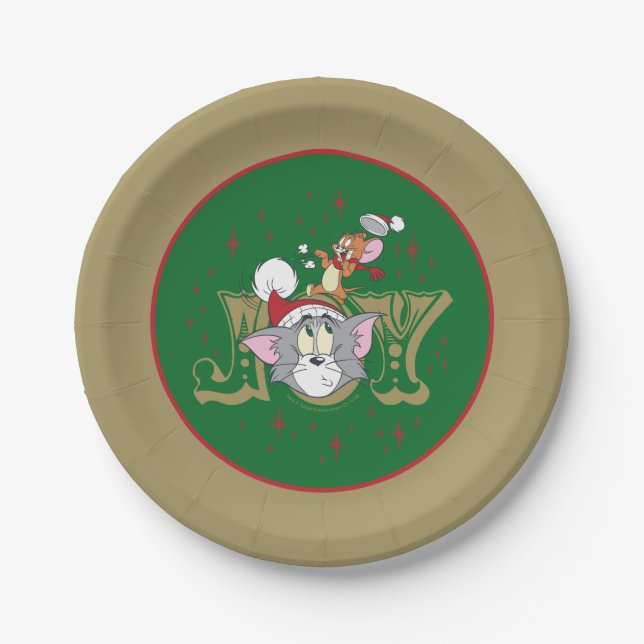 Tom and Jerry Holiday Joy Paper Plates (Front)