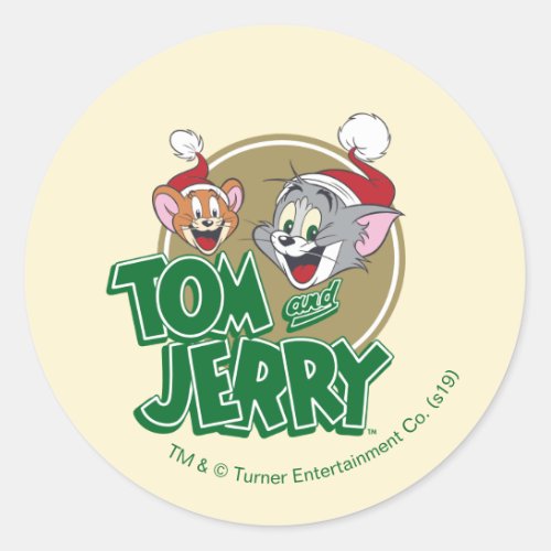 Tom and Jerry Holiday Logo Classic Round Sticker