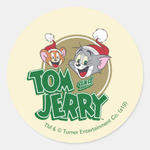 Tom and Jerry Holiday Logo Classic Round Sticker