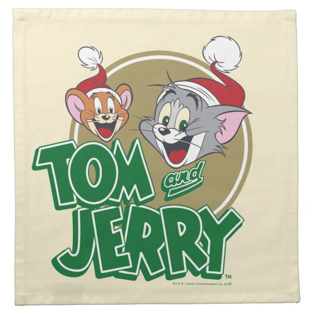 Tom and Jerry Holiday Logo Cloth Napkin (Front)