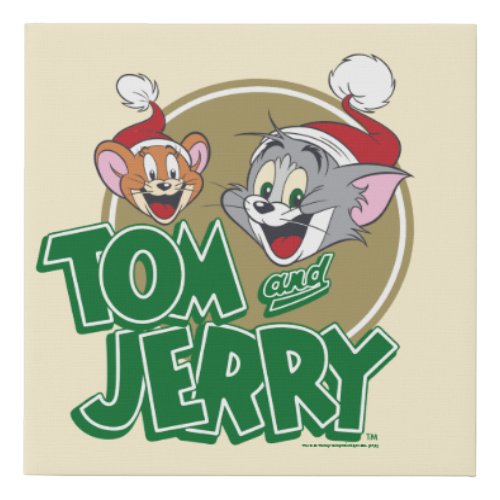Tom and Jerry Holiday Logo Faux Canvas Print