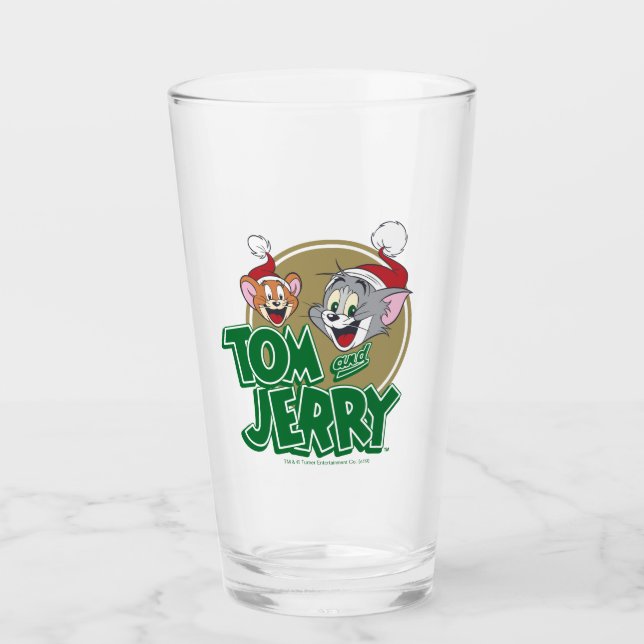 Tom and Jerry Holiday Logo Glass (Front)