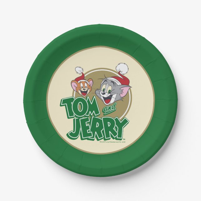 Tom and Jerry Holiday Logo Paper Plates (Front)