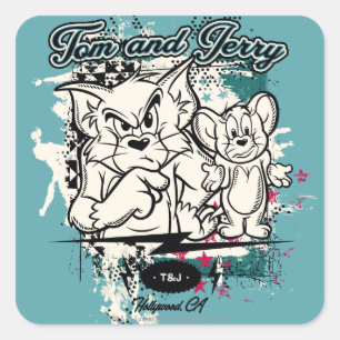 Tom and Jerry Hollywood CA Square Sticker