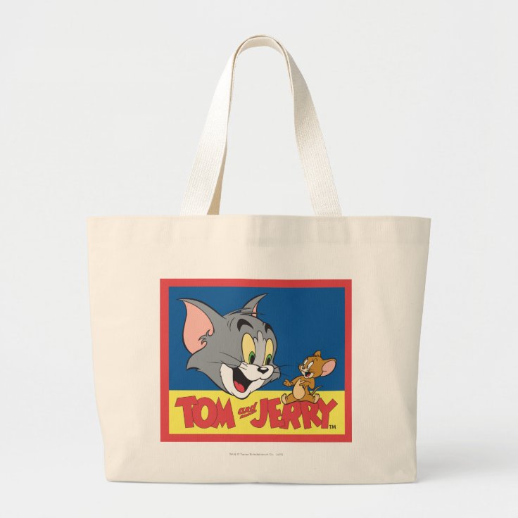 Tom And Jerry Logo Flat Large Tote Bag | Zazzle