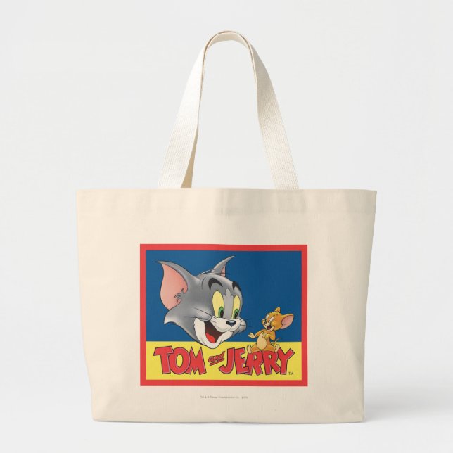Tom And Jerry Logo Shaded Large Tote Bag (Front)