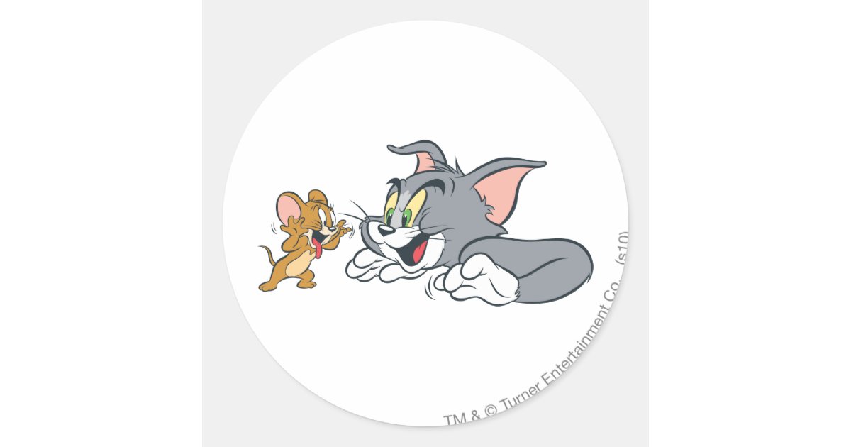 Tom and Jerry Make Faces Classic Round Sticker | Zazzle.com
