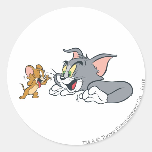 Tom and Jerry Make Faces Classic Round Sticker (Front)