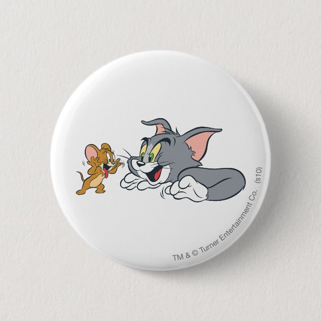 Tom and Jerry Make Faces Pinback Button (Front)