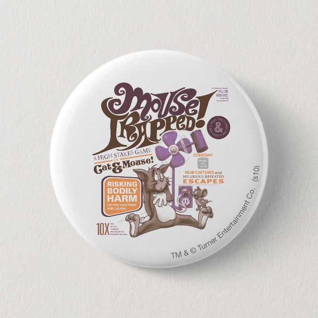 Tom and Jerry Mouse Trapped Pinback Button (Front)