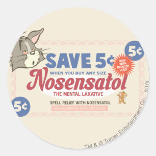 Tom And Jerry Nosensatol Coupon Classic Round Sticker