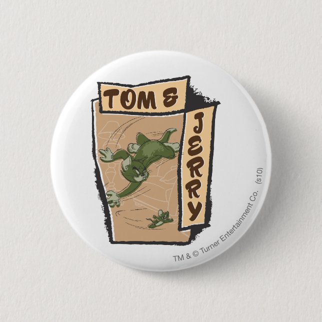Tom and Jerry On A Tan Couch Button (Front)