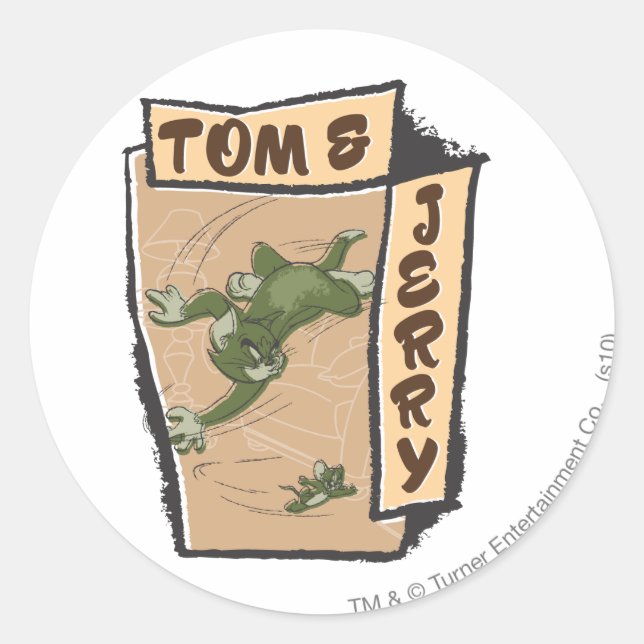 Tom and Jerry On A Tan Couch Classic Round Sticker (Front)