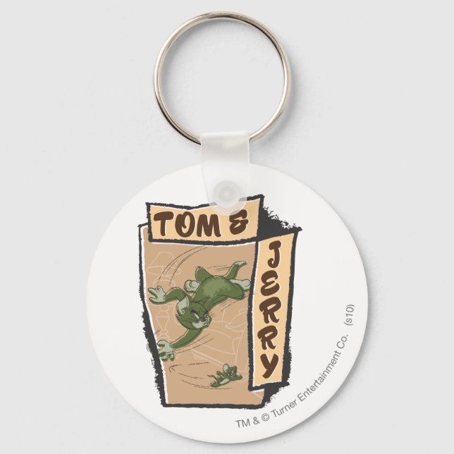 Tom and Jerry On A Tan Couch Keychain (Front)