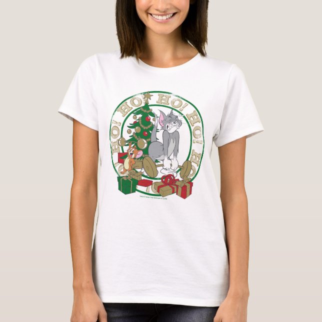 Tom and Jerry Opening Presents T-Shirt (Front)