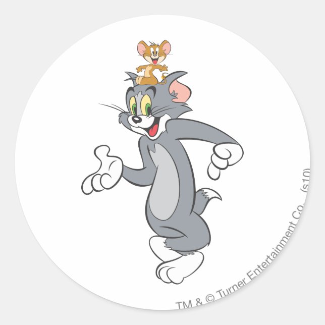 Tom and Jerry Pair Classic Round Sticker (Front)