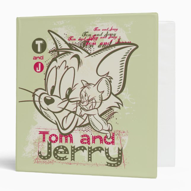 Tom and Jerry Pink and Green 3 Ring Binder (Front/Inside)