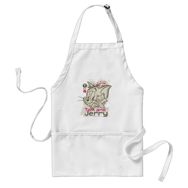 Tom and Jerry Pink and Green Adult Apron (Front)