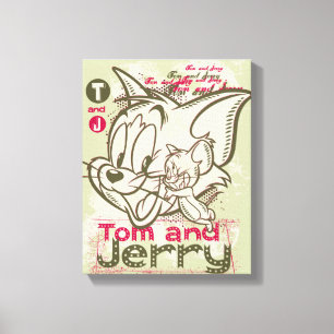 Tom and Jerry Pink and Green Canvas Print