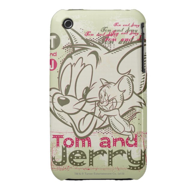 Tom and Jerry Pink and Green Case-Mate iPhone 3 Case (Back)