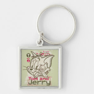 Tom and Jerry Pink and Green Keychain