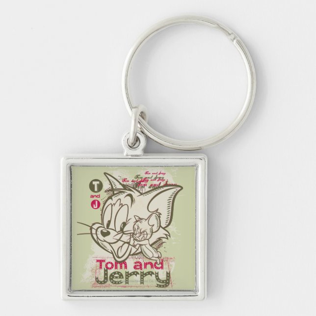 Tom and Jerry Pink and Green Keychain (Front)