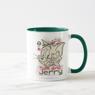 Tom and Jerry Pink and Green Mug