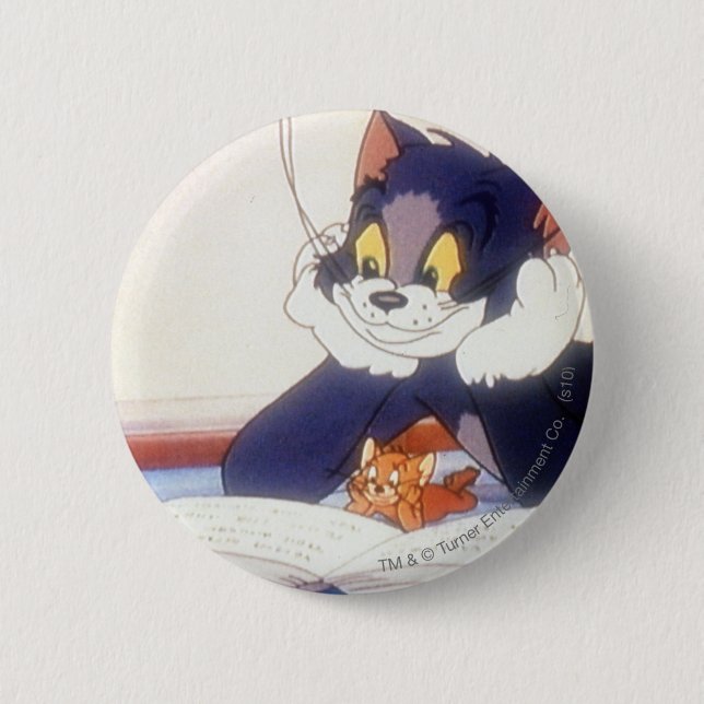 Tom And Jerry Read a Book Button (Front)