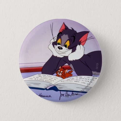 Tom And Jerry Reading Book Autographed Pinback Button