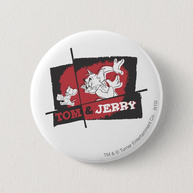 Tom and Jerry Red and Black Pinback Button (Front)